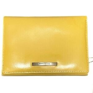 NWT Kenneth Cole New York Leather Wallet Yellow Snap Closure Vintage